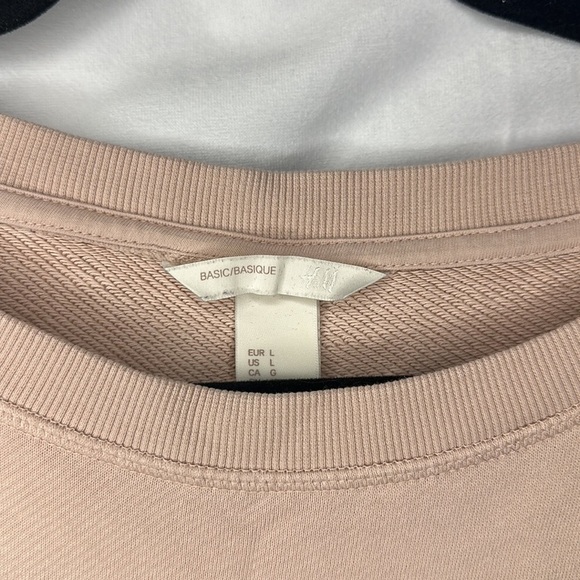 H&M BASICS PINK CROP CREWNECK (L) - Picture 4 of 7